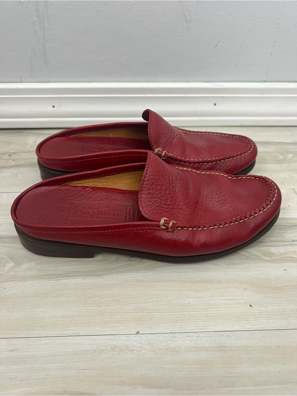 Cole Haan Red Leather Slip-On Loafers